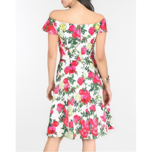 NWT Floral Off Shoulder Knee Length Pocket… - Picture 3 of 8